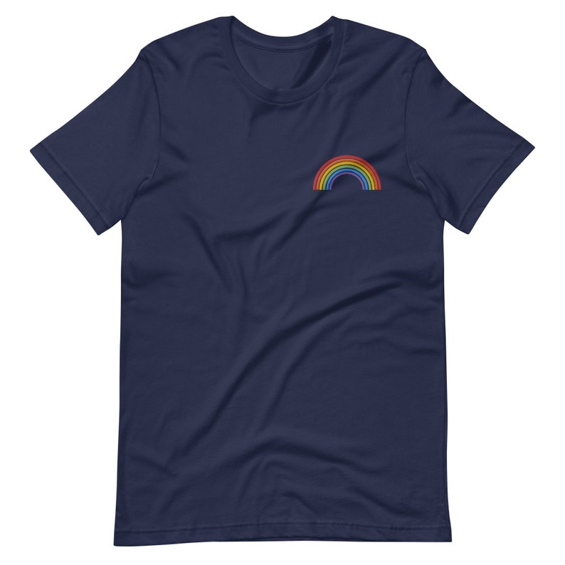 Embroidered Rainbow T-Shirt Pride Shirt LGBTQ Pride Gay Pride Shirt Pride Shirts Lesbian Pride Bi Pride March For The Movement image 2