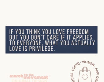 Liberal Woke Car Magnet: Freedom & Privilege Vinyl Bumper Sticker