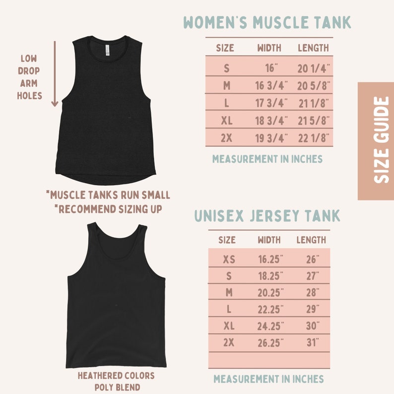 a women's muscle tank size guide