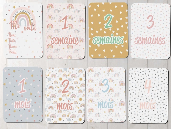 Printable Baby Milestone Cards In French Rainbow Set Of 16 Etsy