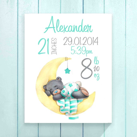 Printable Birth Stats Wall Art Birth Announcement Wall Art Modern birth stats Birth Stats Nursery Art