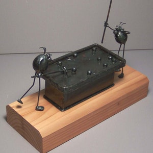 Pool table scene, 2 flea