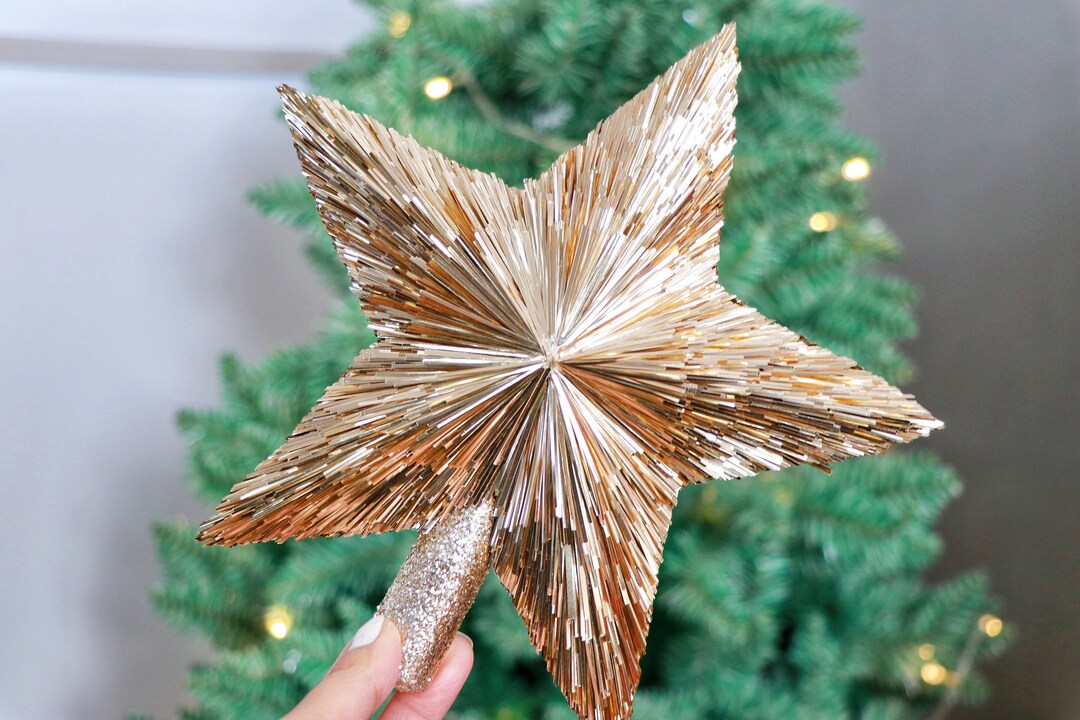 Champagne Gold Glitter Star Christmas Tree Topper (21cm) - Etsy