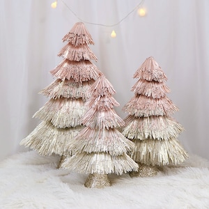 3PCS Miniature Christmas Tree Set: Champagne & Rose Gold Table Decor