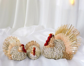 New Design Woven Festive Turkey Thanksgiving  Decoration For Home Harvest Decorative table cencerpiece Decor