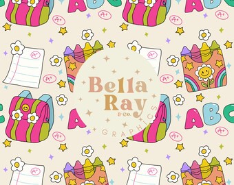 Girly Back to school backpack seamless design