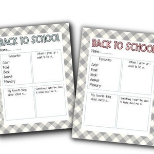 First Day of School Questionnaire | Back to School