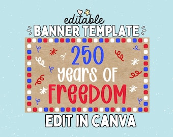 Redigerbar bannermall för fjärde juli | 35x60 gör-det-själv-målad banner | Canva-bannermall | digital nedladdning