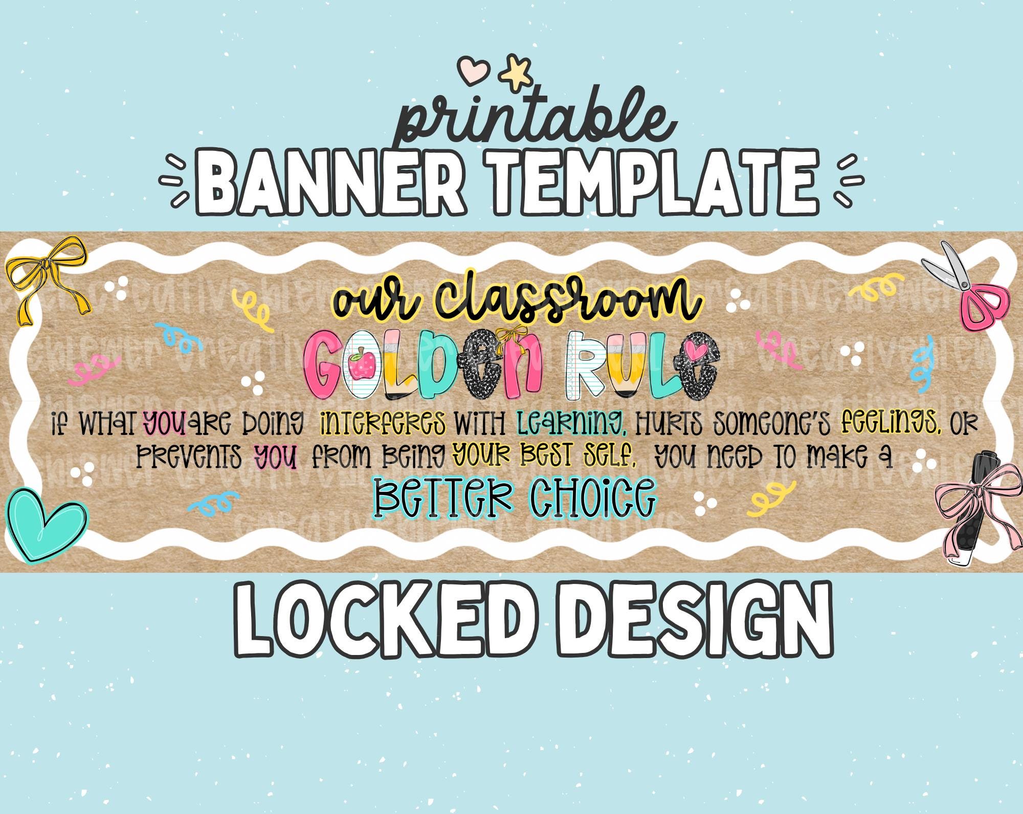 Golden Rules Header Classroom Golden Rule Banner Template | Printable Classroom Decor ...