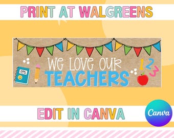 Redigerbar mall för lärarutmärkelsebanner för Walgreens Printing (Canva)