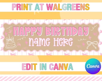 Redigerbar födelsedagsbannermall för Walgreens Printing (Canva)