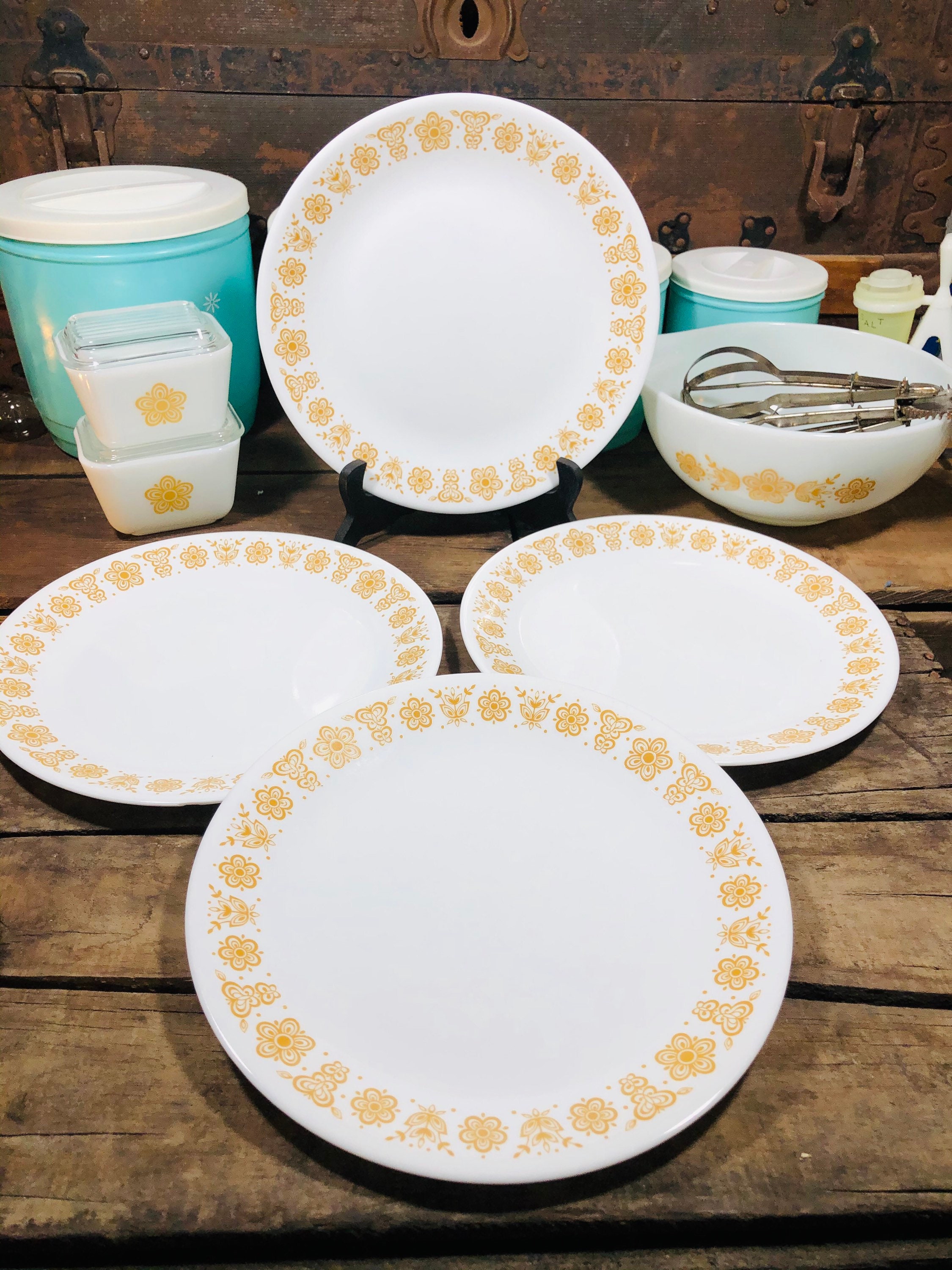 Corelle Butterfly Gold Set of 4 Livingware by Corning Dinner Plate