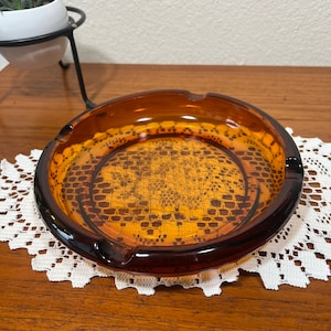 Vintage Mid Century Root Bear Glass 4 Slot Cigar Ashtray