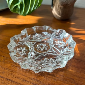 Vintage Anchor Hocking Early American Press Cut Early Starburst Crystal 4 Slot Ashtray