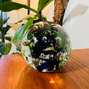 Vintage Murano Bubble Glass Orb 6” Decorative Paperweight