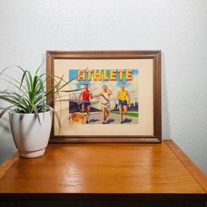 Vintage 1930’s Sunkist Fruit Crate Label Framed “Athlete”