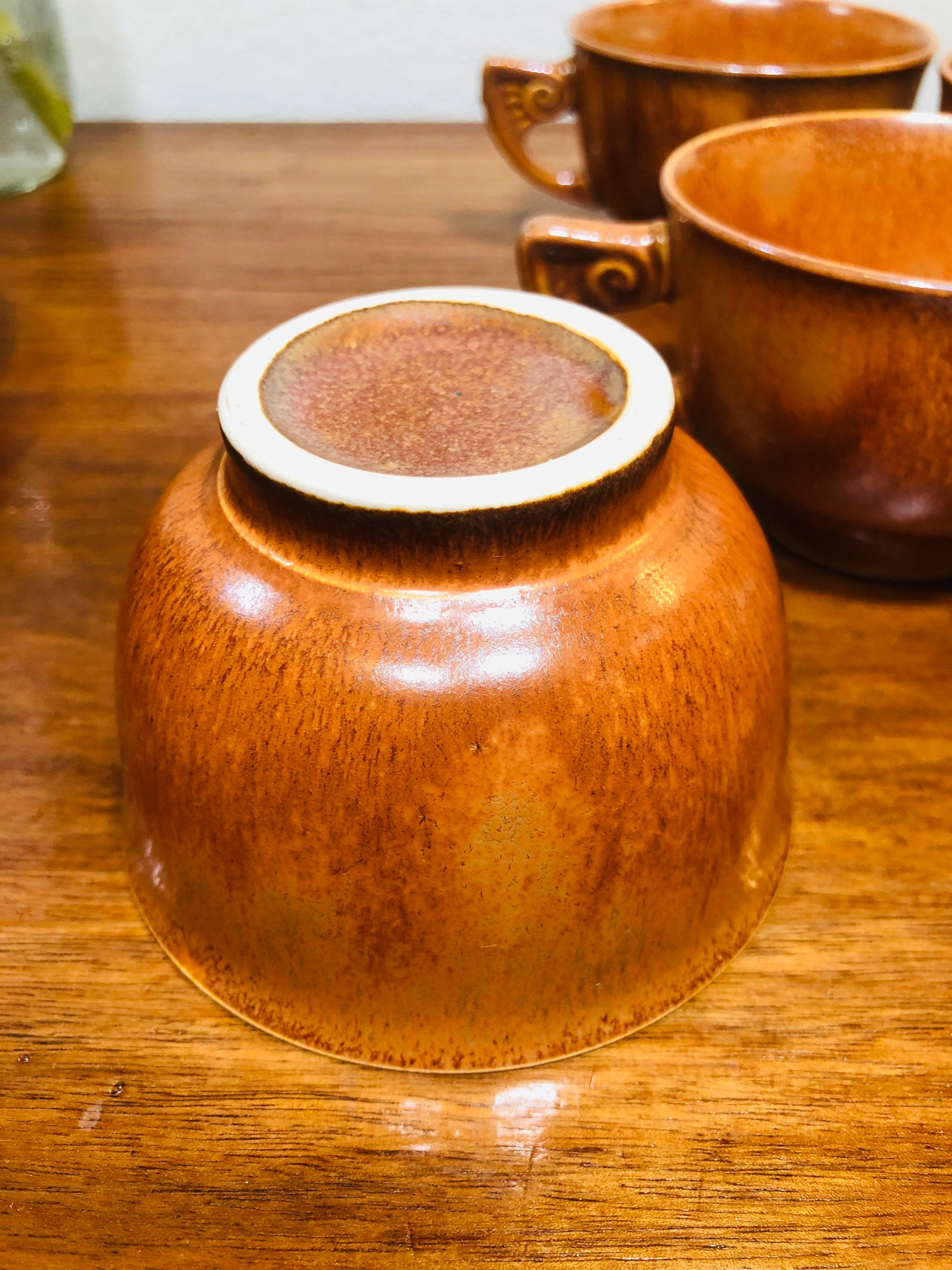 Vintage 1930s Art Wells Glaze Homer Laughlin Copper Rust Set of 4
