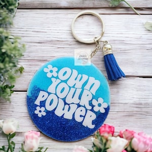 Own your power blue ombre keychain