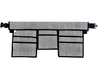 Houndstooth Canvas Utility Belt, 13-Pocket Hairstylist Apron, Garden Tool Bag