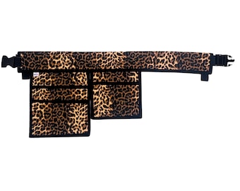 Leopard Print Utility Belt Bag, 7-Pocket Hairstylist Apron, Gardener Tool Belt