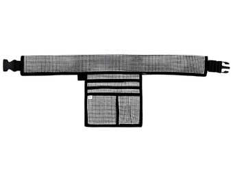 Houndstooth Canvas Utility Belt Bag, 5-Pocket Waist Apron, Black Trim