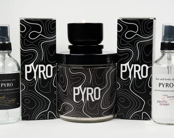 Handmade Ocean Spa Gift Set: PYRO Sea Sprays, Bath Salts, Candle