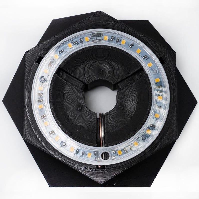 Black 3-D Thr3d Labs Printed Fluorescent Bio-base with timer grow-light attached