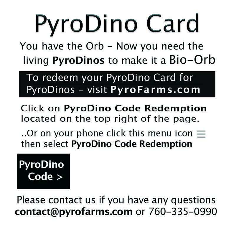PyroDino Redemption Card back