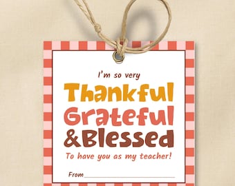 Downloadable Gift Tags For Teacher, Thankful For You Teacher, Thankful Teacher Gift Tag, Thankful For You, Teacher Welcome Gift, Fall Tags
