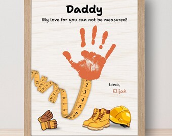 Fathers Day Handprint Craft Art, Handprint Tape Measure, Meaningful Dad Gift, Toddler Handprint, First Time New Dad Gifts, DIY Fathers Day