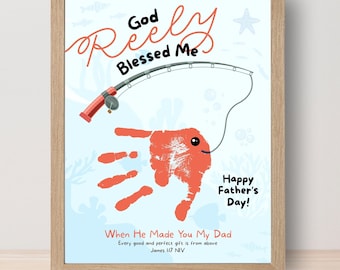 Fathers Day Handprint Craft Art, Christian Father Days Gifts, Handprint Fish Art, Toddler Christian Handprint, Christian Handprint Craft