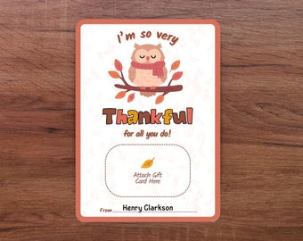Thankful Gift Card Holder, Teacher Giftcard, Babysitter Thanks, Thankful for You Gift Card, Appreciate you gift, Teacher Presents
