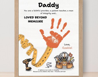 Fathers Day Handprint Craft Art, Christian Father Days Gifts, Fathers Day Wall Art, Toddler Christian Handprint, Christian Handprint Craft