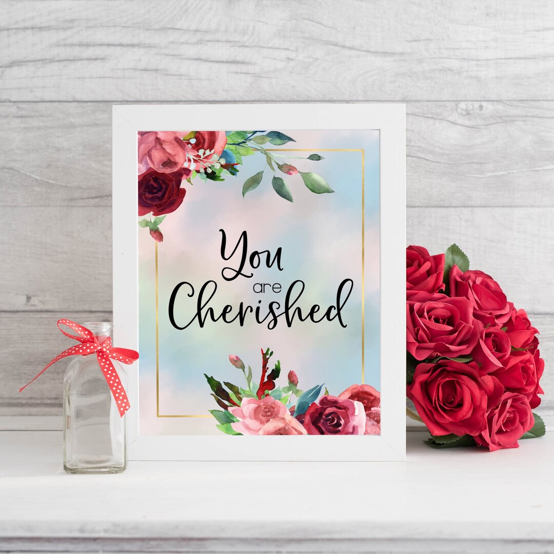 Botanical Digital Printable Poster | Romantic Pink Rose Wall Art Print ...