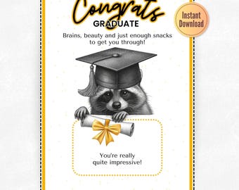 Graduate Gift Card Holder, Funny Gift Card Holders, College Grad Gifts For Friend, Congrats Carding, Racoon Lover Gift, Graduation Card Her