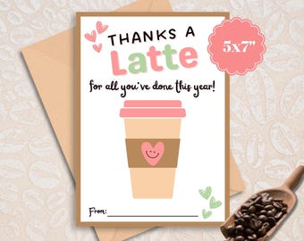 Teacher Appreciation Giftcard Holder, Printable Coffee Gift Card, End of Year Teacher Thank You, Principal, Daycare, Bus Driver Gift