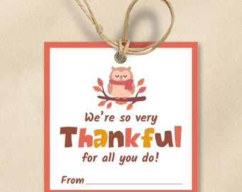 Thankful Gift Tag, Thankful For You Tag, Church Treat Tags, Fall Appreciation, Thankful For You, Thankful For Friends, Fall Party Favors