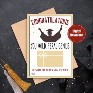 Porta-cartão de presente de formatura, porta-cartão de formatura para impressão, presente engraçado para ele, porta-cartão de presente de formatura do ensino médio