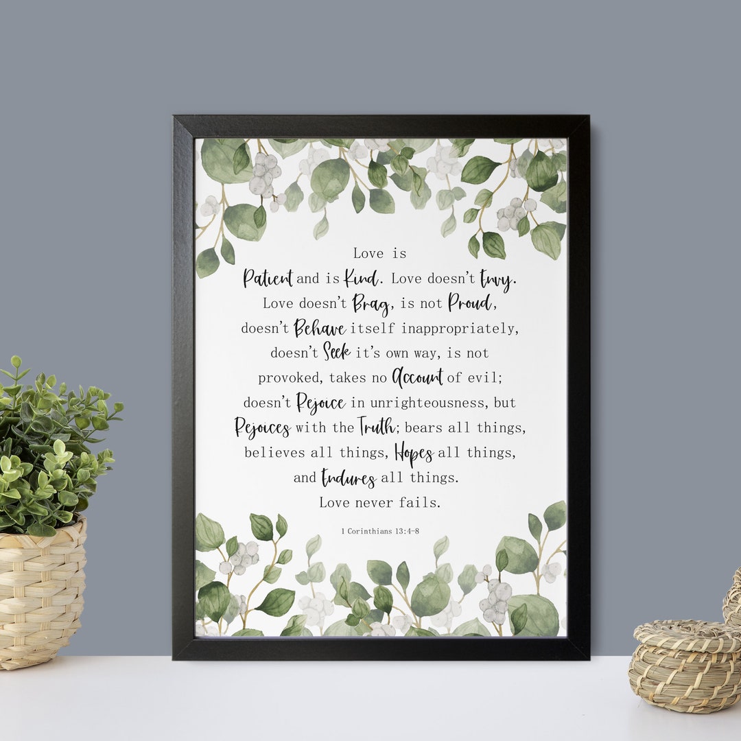 Christian Themed Poster Prints | 1 Corinthians 13 Love is Patient ...