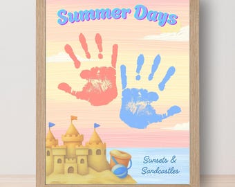 Beach Handprint, Daycare VBS School, Summer Handprint, Kindergarten Project, DIY Handprint, Baby’s First Year, Preschool Craft