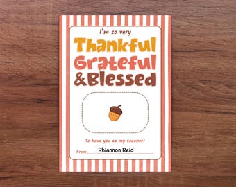 Fall Teacher Gift Card Holders, Back to school Downloadable, Teacher Thanksgiving Gift Card Holder, Appreciate You Gift, Teacher Thanks