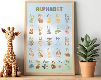 Toddler ABC Poster, Alphabetical Poster, Playroom Decor-Wall Art, Alphabet Poster Classroom Decoration, ABC Baby Animals, Baby Shower Gift