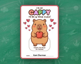 Downloadable Teacher Gift Card Holders, Capybara Lovers Gift, We Appreciate You, Cute Kawaii Capybara, Teacher Thanks, Easy Gift Teacher