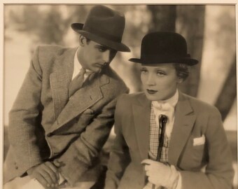 Marlene Dietrich and Cary Grant, Vintage 1932 silver gelatin photograph from &quot;Blonde Venus&quot;, produced by Josef von Sternberg.