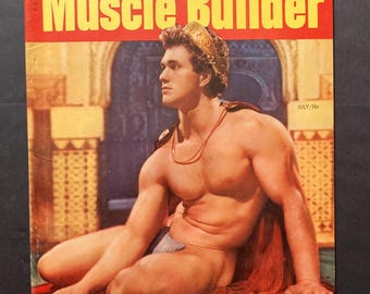 RARE Bud Counts cover Muscle Builder magazine, July 1955 (by AMG/Bob Mizer) Highly collectible from the golden age of physique photography.