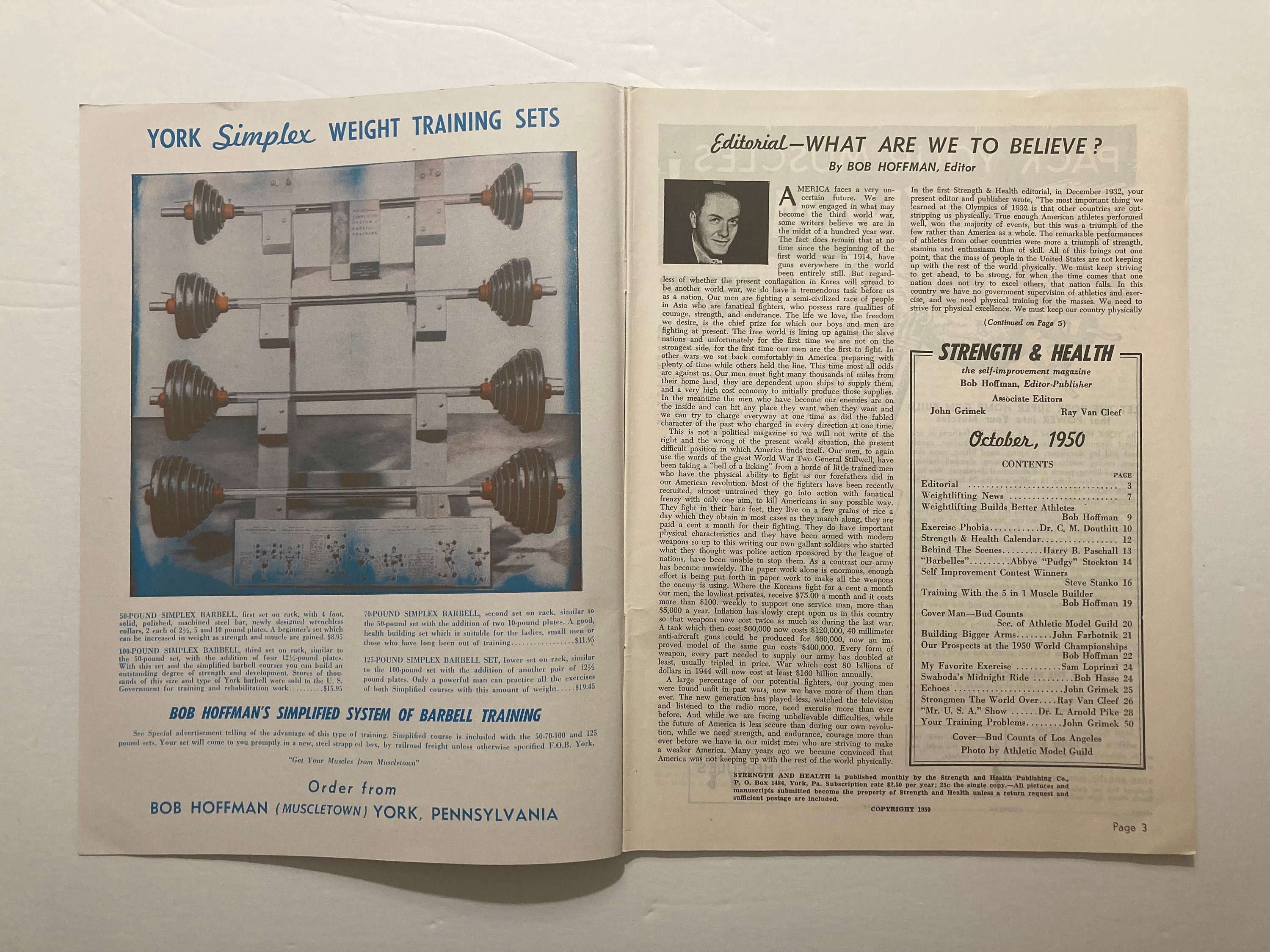 BUD COUNTS Strength & Health October 1950. Cover Photo by - Etsy
