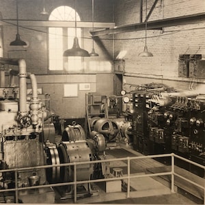 Mounted silver gelatin industrial photograph, &quot;POWERHOUSE&quot; by Clinton A. Taylor. 1950&#39;s. Multiple exhibition labels on reverse.