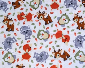 Woodland Friends fabric Flannel animal fabric cotton quilting crafting sewing Flannel fabric