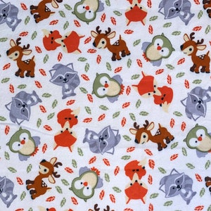 Woodland Friends Flannel fabric animal cotton quilting sewing Flannel