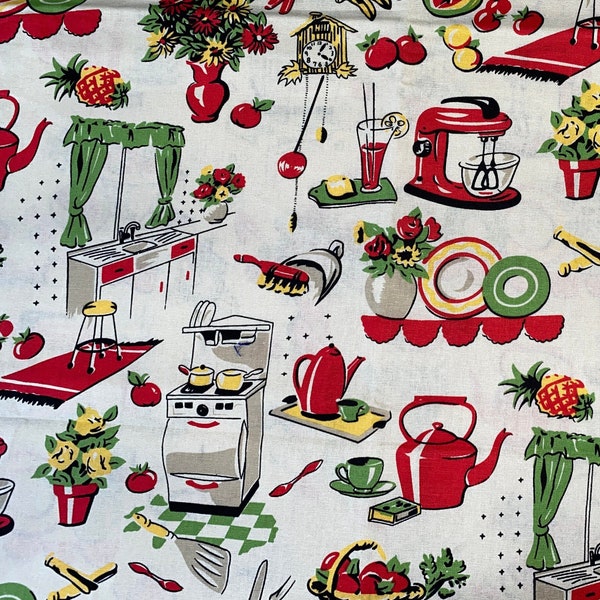 Retro Fifties Kitchen 100% cotton quilting crafting sewing Fabric